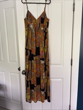 Trina Turk Black Paisley-Print Spaghetti Strap Maxi Dress
